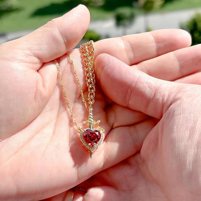Unbreakable Bond™ Heart & Sword Couple Necklace Set