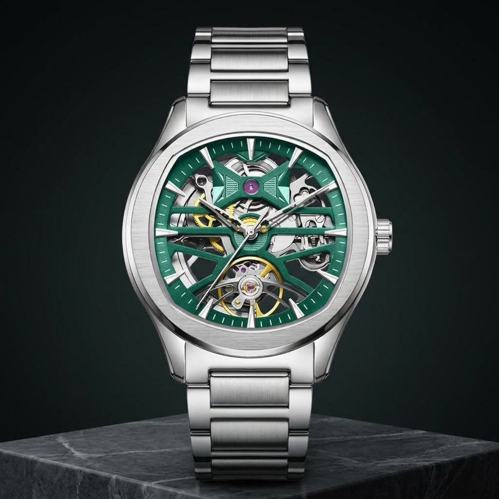 Aether Skeleton Automatic Watch | Cushion Case Stainless Steel