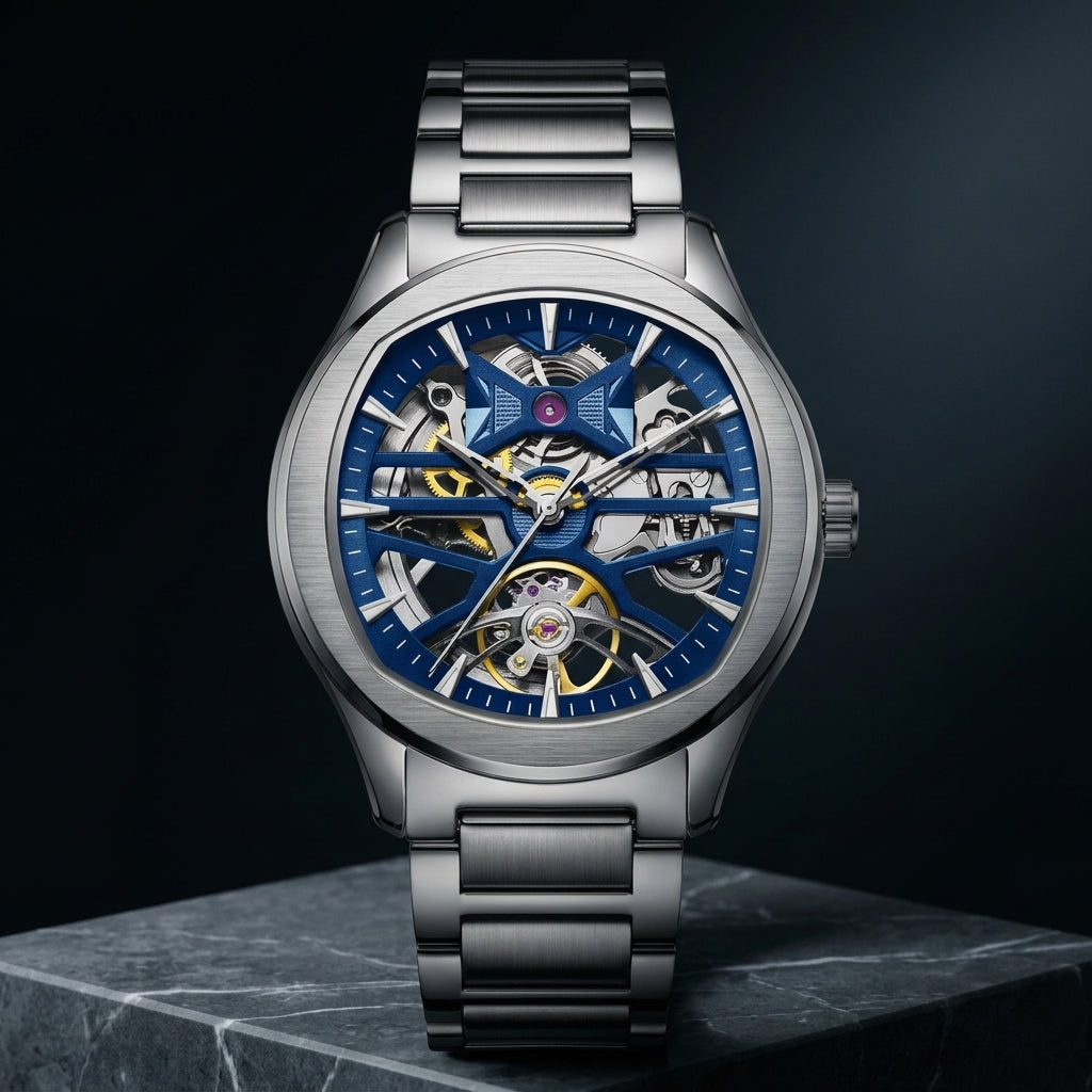 Aether Skeleton Automatic Watch | Cushion Case Stainless Steel