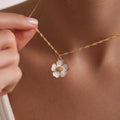 Gold Sakura Blossom Necklace – Delicate Enamel Pendant